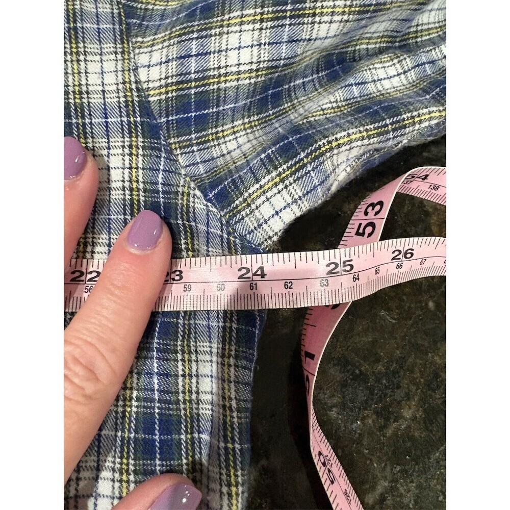 Bugle Boy Classics Shirt Mens 2XL Navy Cream Plaid Button Down Long Sleeve - Picture 7 of 9